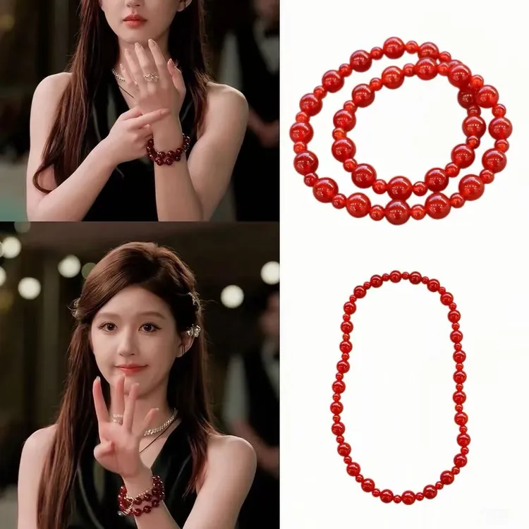 【许你耀眼】许妍赵露思同款红玛瑙双圈手串高级显白百搭小众设计感
