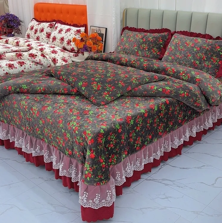 高克重加厚床盖款牛奶绒四件套秋冬保暖防滑三件套