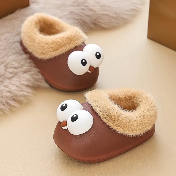 儿童棉鞋防水男女童可爱秋冬季节室内外防滑软底加绒保暖棉拖拖鞋