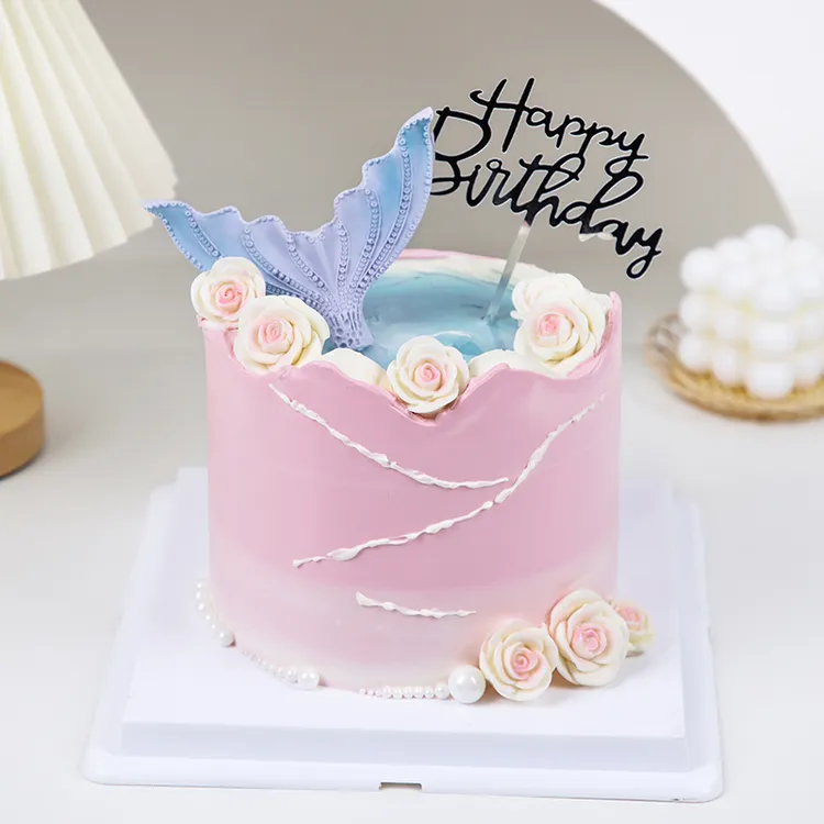 恋与深空巧克力蛋糕装饰摆件鱼尾海豚海浪帆船美人鱼网红生日插件