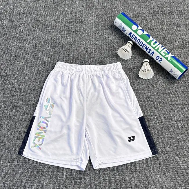 Yy尤尼夏季羽毛球服运动短裤男女同款白色四分裤速干透气比赛训练
