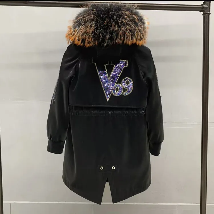 【V9】涵涵2024冬季修身百搭新款女士派克服加厚保暖显瘦大毛领外套