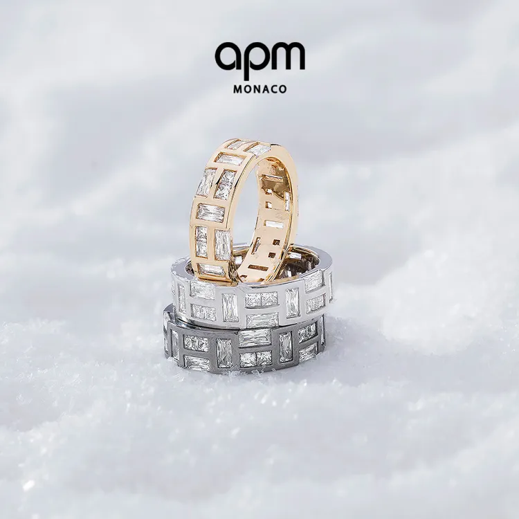 【新品】APM Monaco 银色冰块戒指时尚指环饰品氛围感戒指情侣