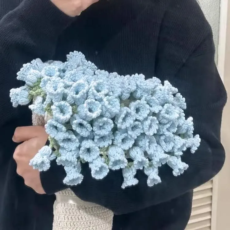 玫瑰花束毯子diy材料包牛奶棉圆角玫瑰手工编织午睡抱抱毯入秋毯