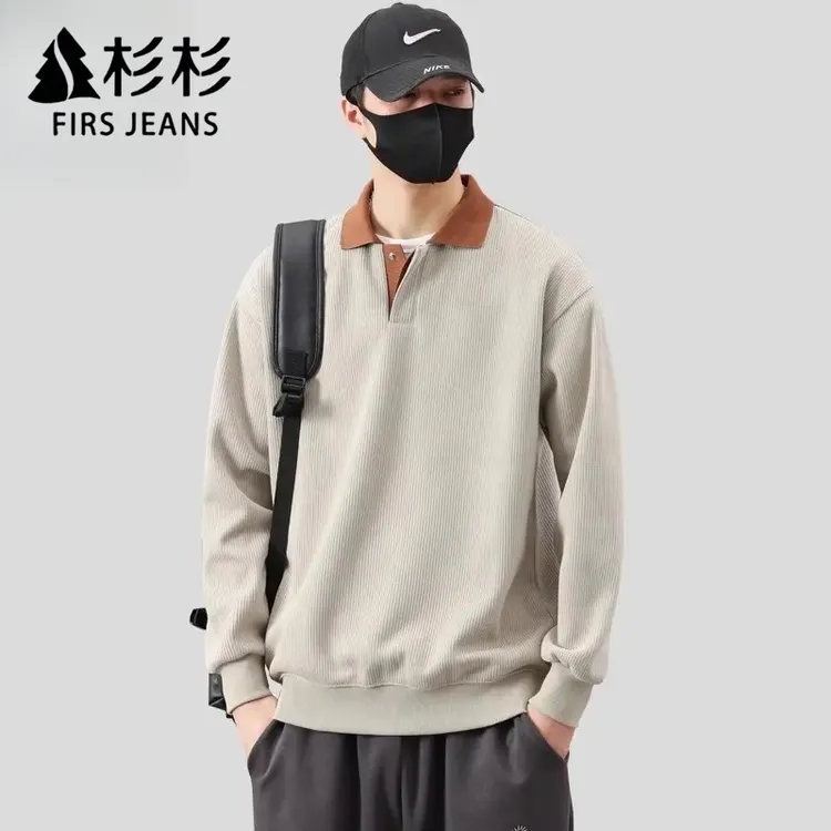 FIRS JEANS杉杉新款重磅长袖Polo简约休闲上衣百搭卫衣春秋季男士
