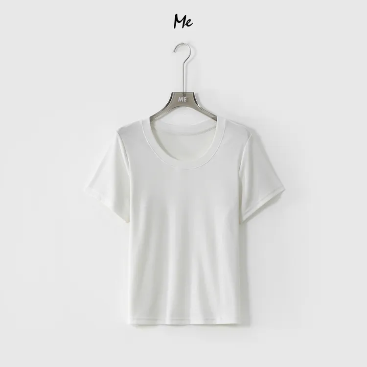 ME【维多利亚】醋仟绵羊毛混纺女士显瘦时尚百搭短袖T恤MEQC576