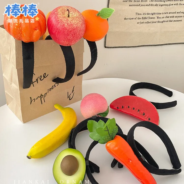 仿真水果蔬菜发箍发卡女款个性创意搞怪头饰洗脸压发头箍发捆发窟