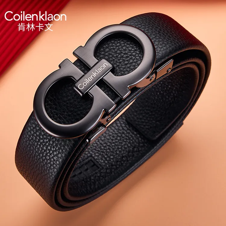 Coilenklaon 男士真皮自动扣腰带时尚头层牛皮皮带男款送对象礼物