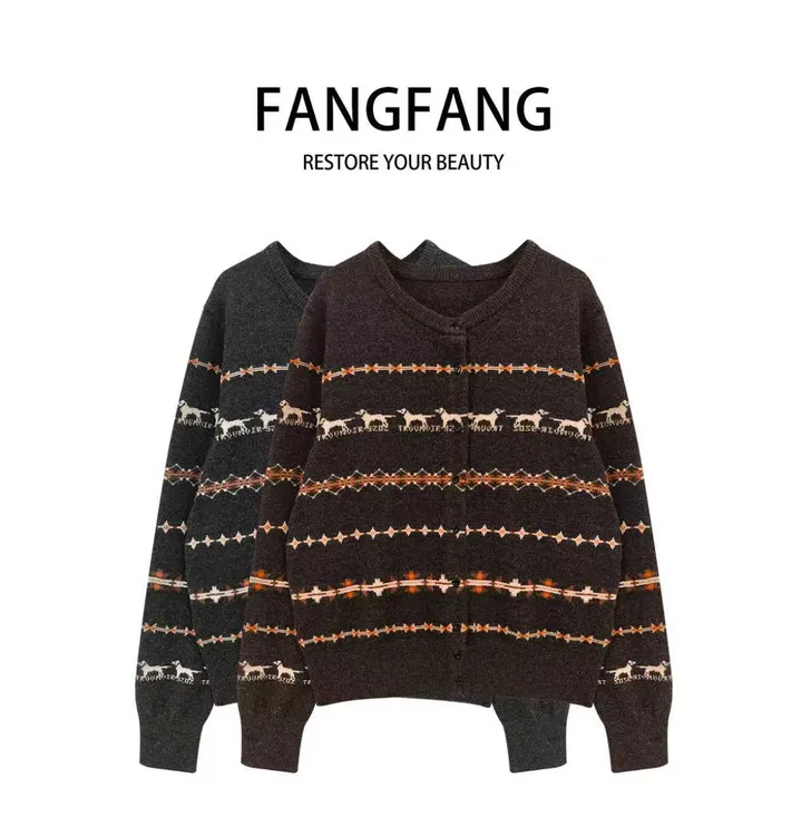 F.F长袖秋季开衫款针织短款毛针织衫常规款水洗日式15688