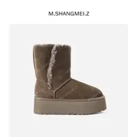 M.SHANGMEI.Z/沐熙美大哥时尚保暖厚底反绒皮中筒雪地靴子F11503