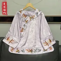 【锦鲤】夏季2025新款上衣小衫女装新中式国风圆领绣花气质长袖衬衫