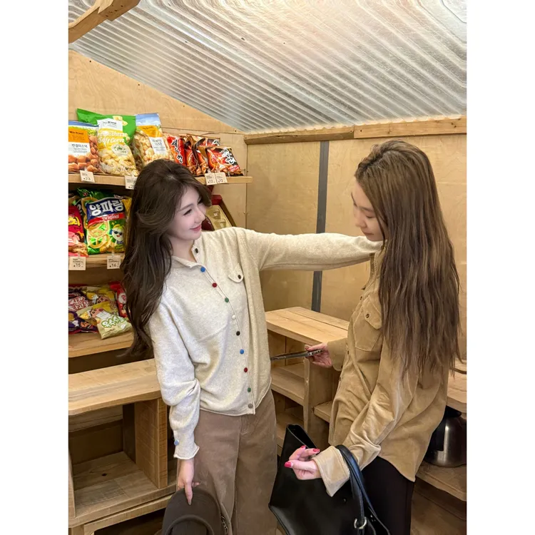 BOXUE“倾心”2025秋冬绵.羊毛山羊.绒彩扣两面穿 外套#251009W5527