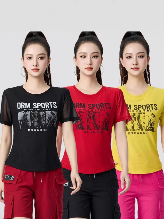 LL夏季新款网纱印花爆款T恤