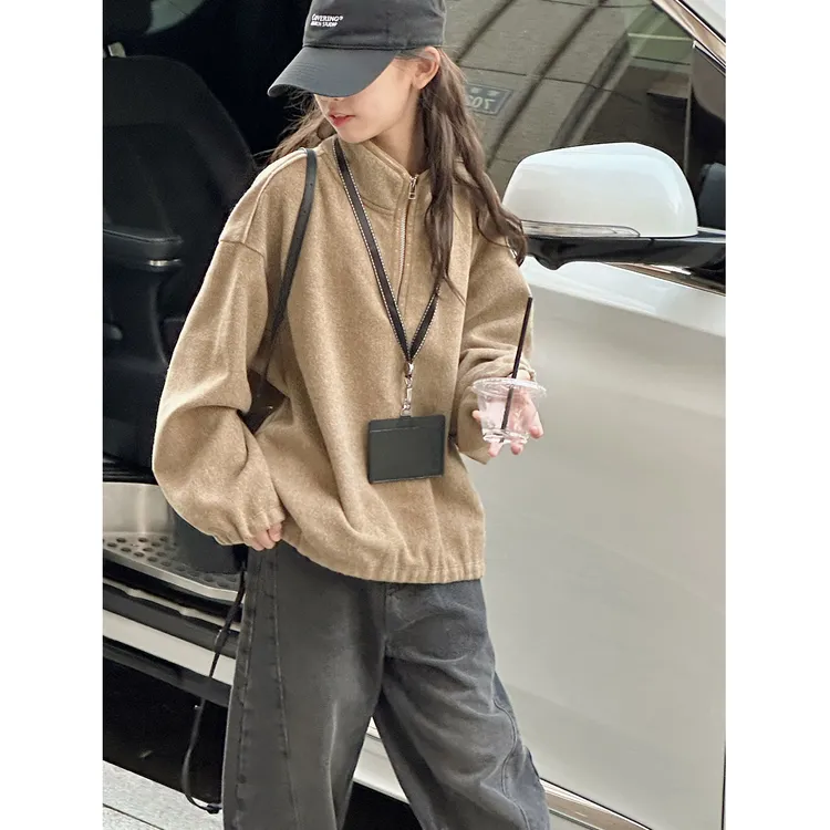 K29844孙小美复古做旧女童秋冬装卫衣2025新款儿童加绒加厚上衣服