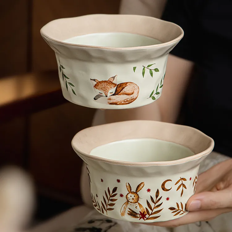 小悠家 高颜值草帽碗沙拉碗陶瓷燕麦酸奶碗个人专用特色早餐碗