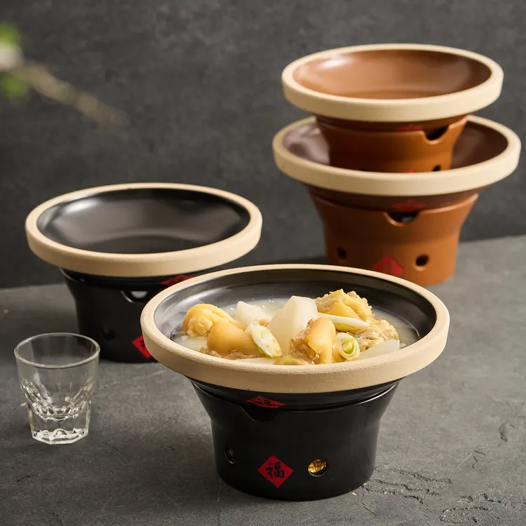 德化2025年新款耐高温干烧不裂的特色酒店餐具陶瓷酒精炉干锅浅锅