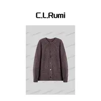 【Rumi精选】”暖阳“25秋冬高克重圆领棒针羊毛羊绒加厚开衫7227ks