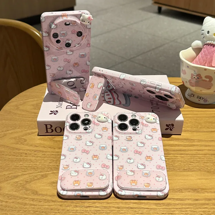 雅天立粉色波点kitty猫适用iPhone苹果16手机壳华为vivoppo小米15