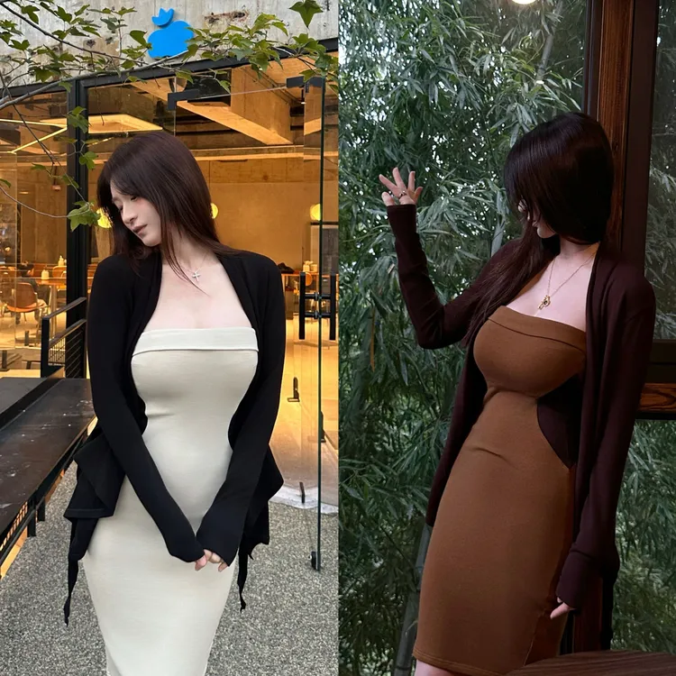 辛西娅 美丽错觉沙漏腰带胸垫套装 米雾黑/焦糖棕