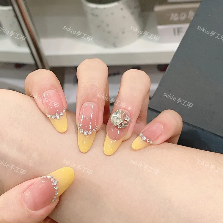 【金桔柠檬】 纯手工定制穿戴甲美甲贴片可拆卸假指甲贴10片新款
