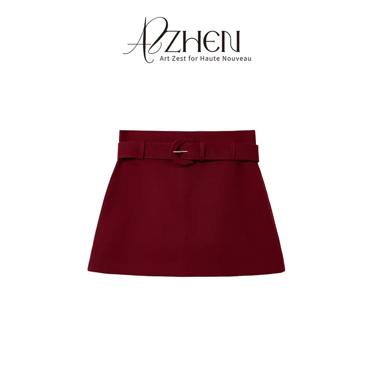 AZZHEN【风尚焦点】修身高腰秋冬半身裙显瘦A字包臀裙AZ5PSQ15-SQ