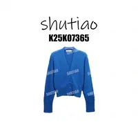 【SHUTIAO】2025冬季：小众设计款混纺羊毛蓝色开衫K25K07365