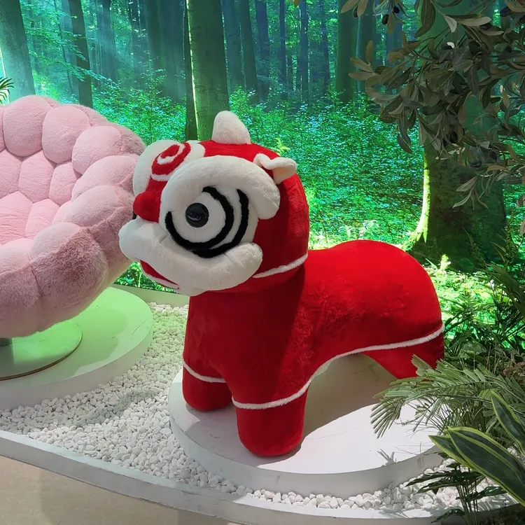 国潮风醒狮椅网红卡通动物凳客厅卧室装饰摆件佛山岭南文化萌狮椅