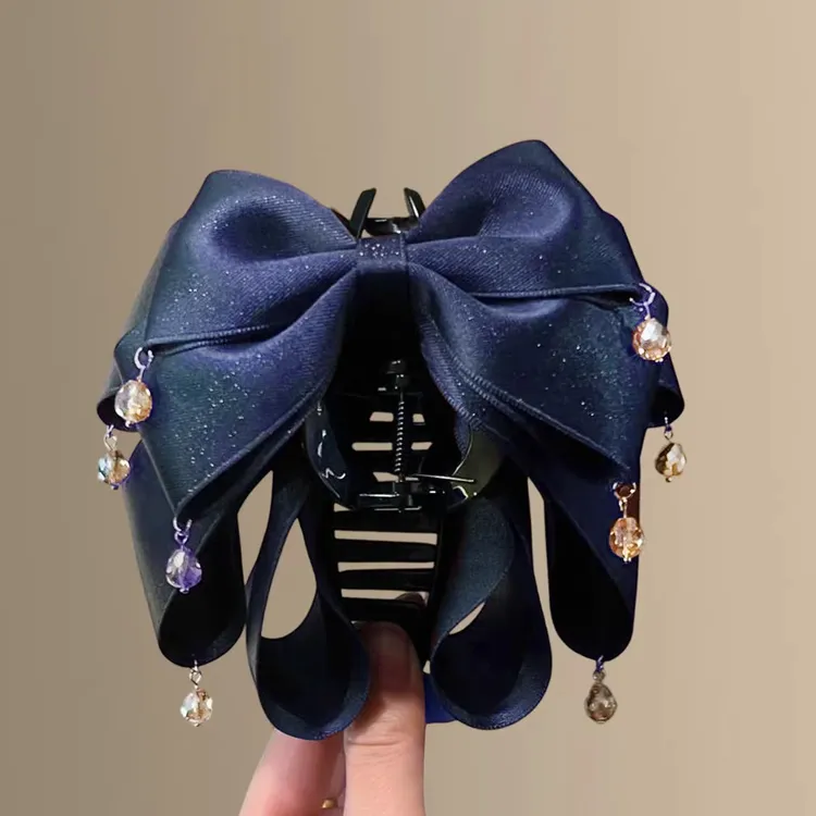 【梵星】简晓唯美浪漫星空闪耀气质蝴蝶结发抓闪亮流苏发夹优雅