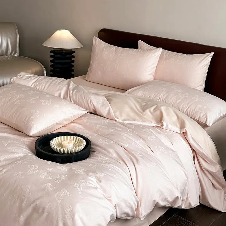 高端100%全棉提花云感磨毛床上四件套轻奢纯棉加厚款被套床单床品