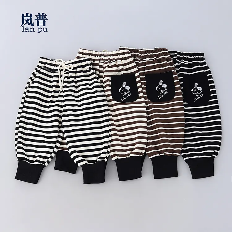 卫裤25年新款休闲裤春秋宝宝印花款长裤束脚裤休闲条纹宽松裤子洋