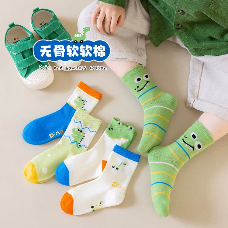 儿童袜子春秋季男童中筒袜学生中大童运动袜宝宝男孩卡通秋冬棉袜