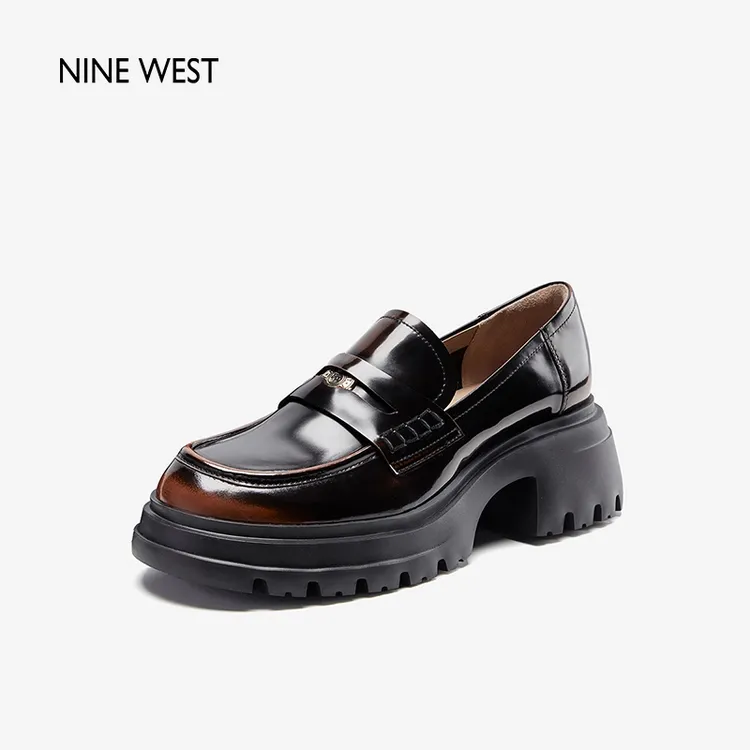 Nine West/玖熙女鞋新款时尚百搭曼特宁金币厚底乐福鞋真皮小皮鞋