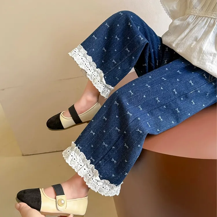 女童裤子春秋款2025新款中小童洋气儿童春装牛仔裤新款春季直筒裤