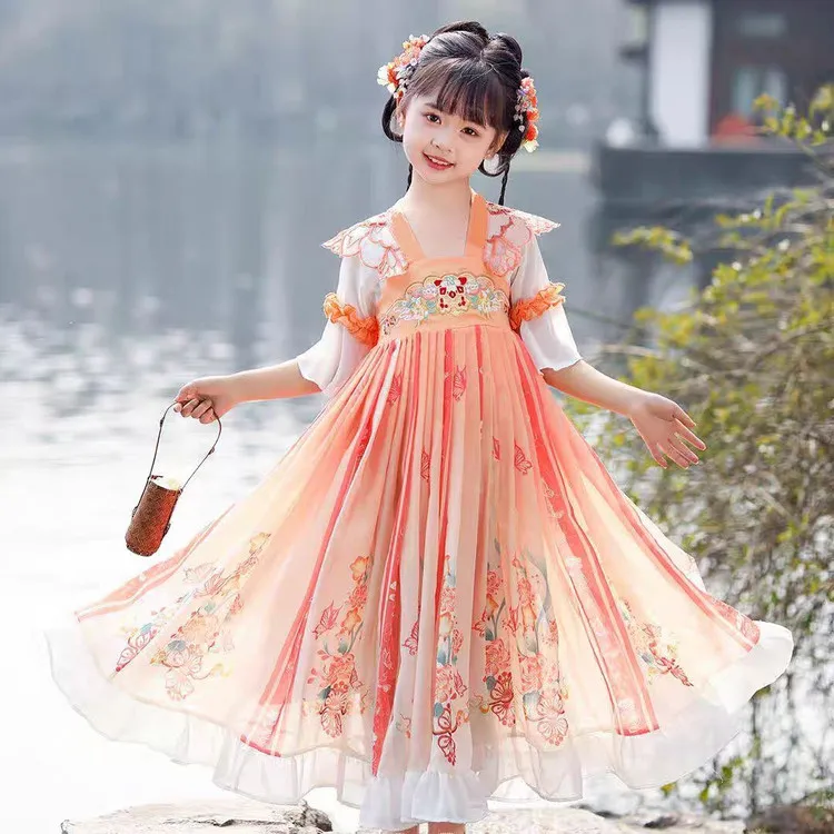 汉服女童冬装加绒加厚中国风公主裙2025新款儿童古风连衣裙拜年服