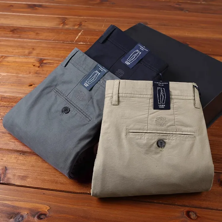 博利凯葆碟夏弹力薄款奢华质感男士裤斜纹简约修身直筒肌理休闲裤