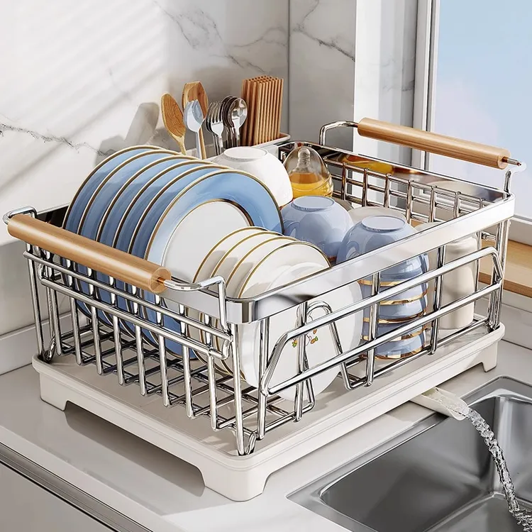 碗碟收纳架沥水碗盘架304不锈钢碗架厨房置物架放碗筷沥水篮