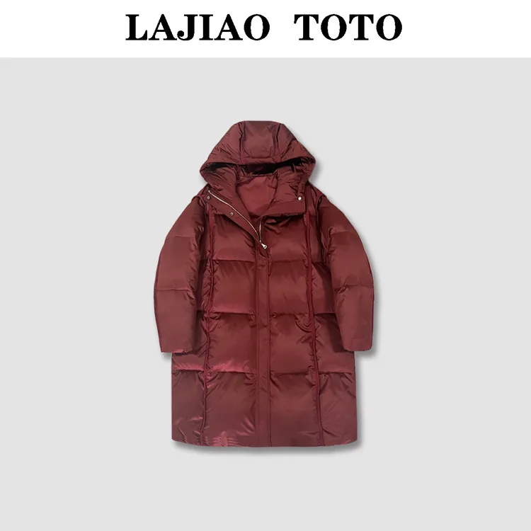 辣椒姐【连帽拉菲】90白鹅绒连帽中长女士冬季鹅绒服外套#8235