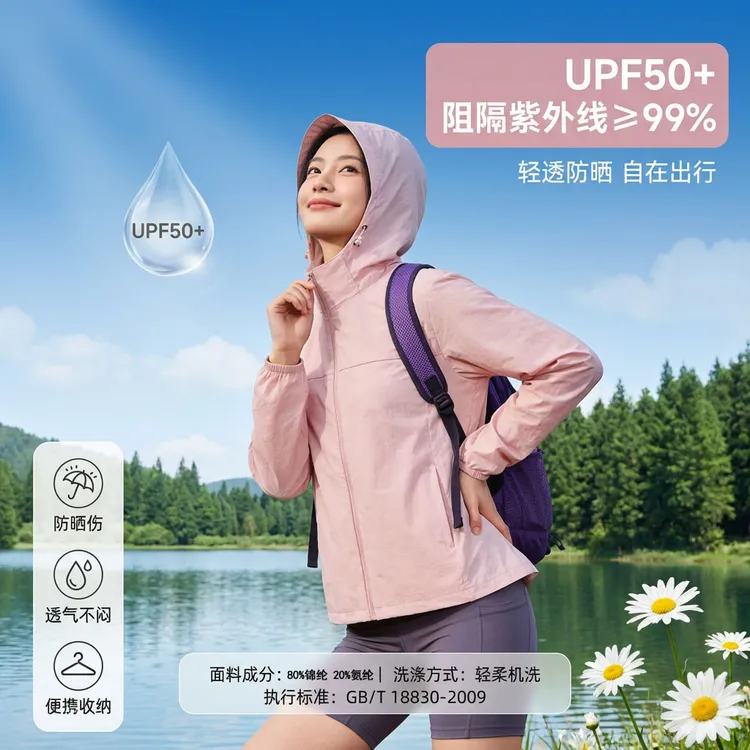 防晒衣女夏季透气防紫外线UPF50+女士薄款外套休闲宽松连帽防晒服商品图