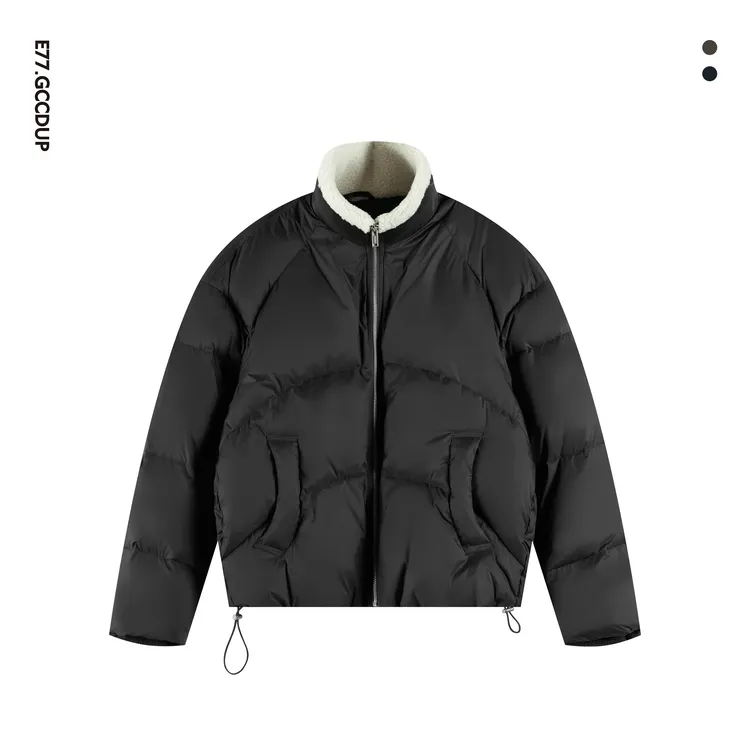 GCCDUPE77『雪乡夜曲』冬季皮毛一体拼接90白鸭绒立领保暖羽绒服