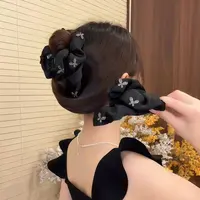 T60优雅蝴蝶缎面褶皱感抓夹11cm