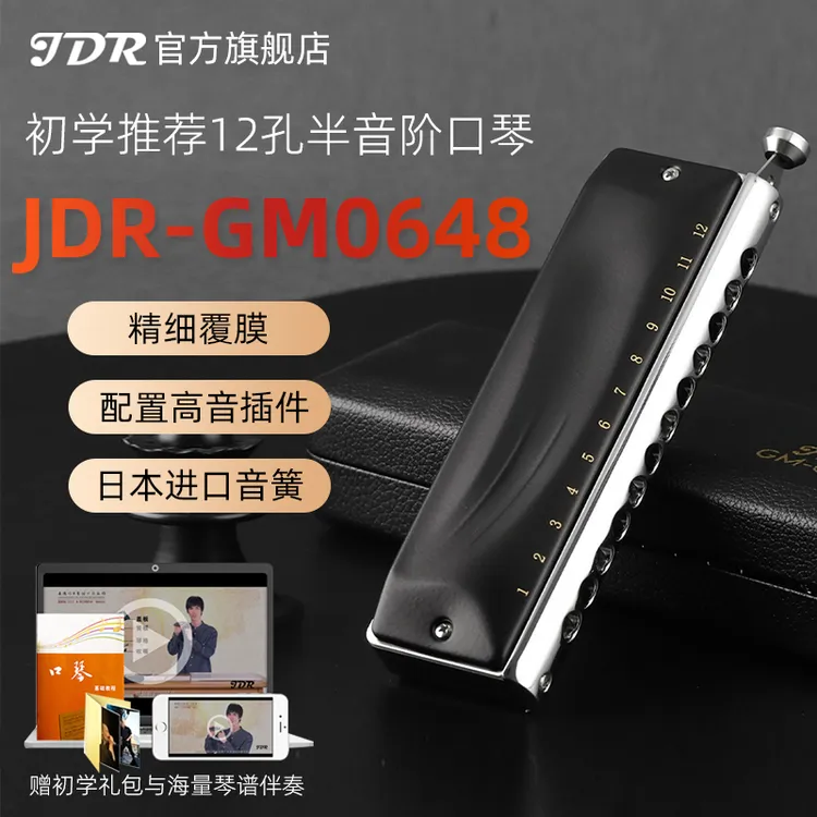JDR/嘉德瑞GM-0648半音阶口琴专业演奏12孔c调初学者学生入门练习商品图