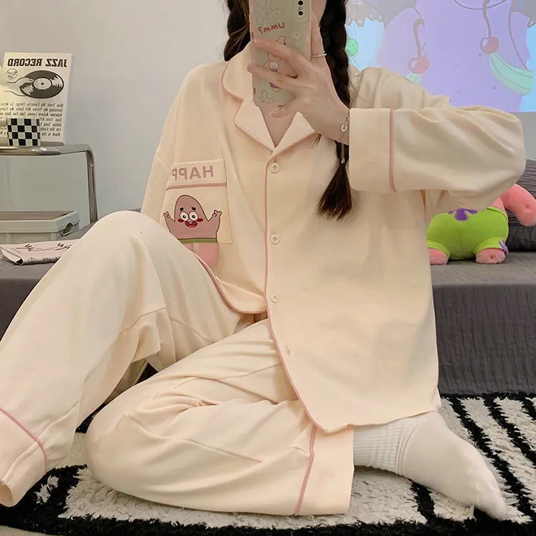 睡衣女春秋季长袖卡通可爱外出2023年新款冬天休闲宽松家居服套装