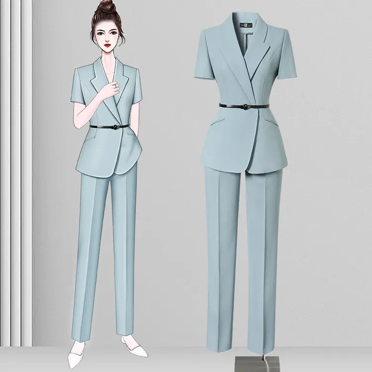 职业套装女夏季薄款收腰修身气质时尚西装制服通勤时尚正装小西装