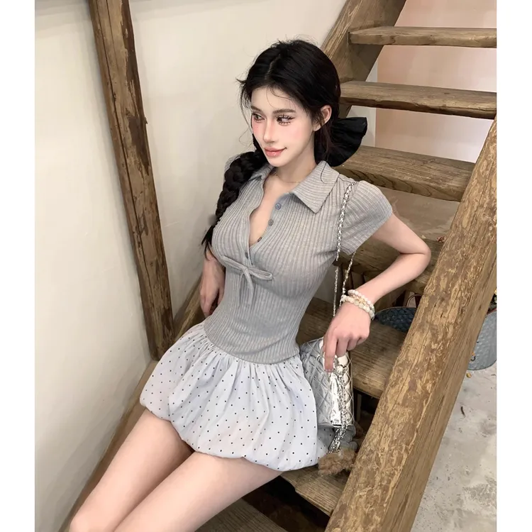 小个子纯欲风辣妹连衣裙女2025春季新款拼接短裙独特超好看裙子潮