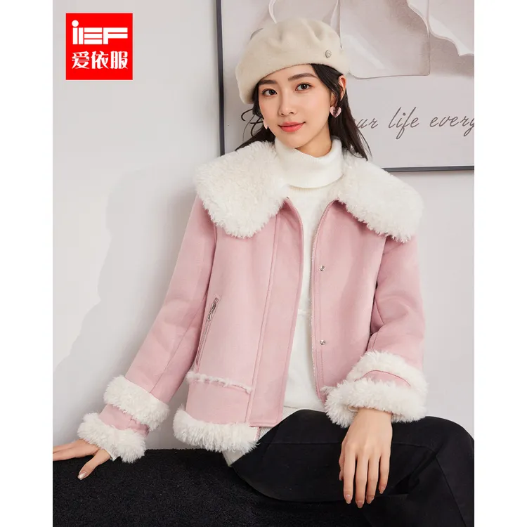 IEF/爱依服2025新款冬季韩版休闲时尚减龄加绒磨砂皮外套