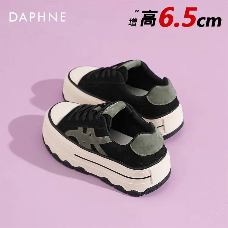 达芙妮厚底休闲鞋女款爆款2025新款春秋女鞋流光风小众勃肯鞋板鞋
