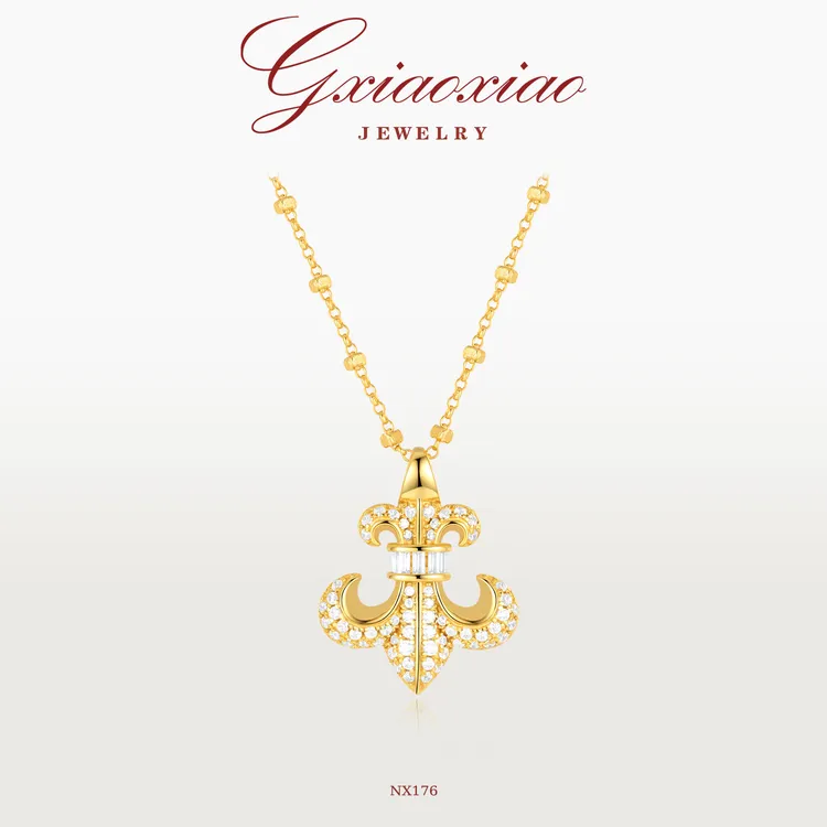 G XIAOXIAO 镀K金 项链 法式高级时尚百搭精致鸢尾花项链 NX176