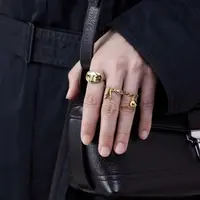 三件套戒Z面具手指石榴LEMAIRE女士古铜金精巧ESTAMPE 三件套