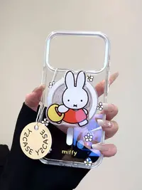 ins卡通可爱花篮米菲兔高透磁吸手机壳适用苹果17promax/iphone16