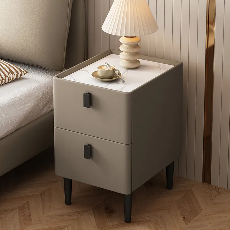 全实木松木岩板床头柜现代简约迷你超窄20cm小型收纳柜加高55cm